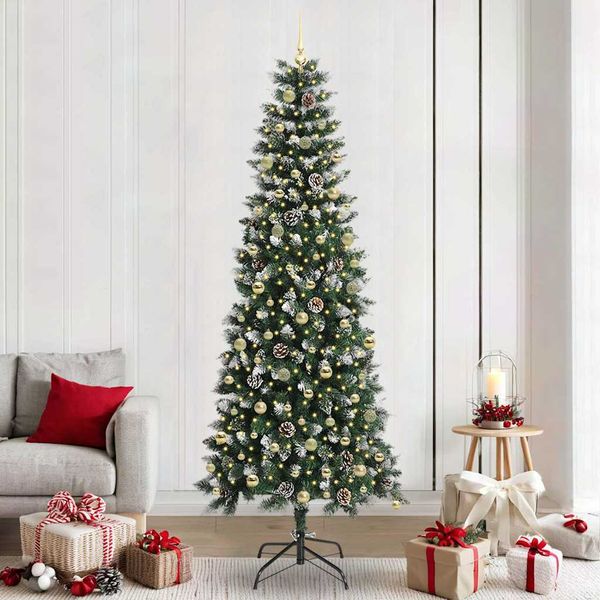 vidaXL Umelý vianočný stromček Zelená 240 cm PVC, plast a oceľ