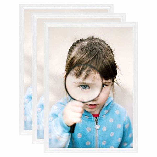 vidaXL Fotorámiky na stenu alebo stôl 3 ks biele 29,7x42 cm MDF