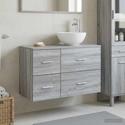 vidaXL Sada kúpeľňového nábytku 2 pcs Sivý Sonoma Kompozitné drevo