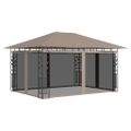 vidaXL Altánok so sieťou proti komárom 4x3x2,73 m sivohnedý 180 g/㎡