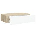 vidaXL Nástenná zásuvková polica dubová a biela 40x23,5x10 cm MDF