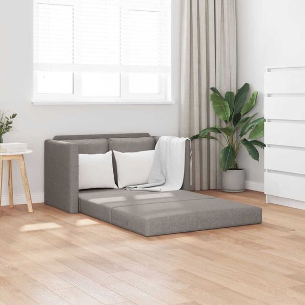 vidaXL Podlahová rozkladacia pohovka 2v1 sivohnedá 112x174x55 cm látka