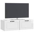 vidaXL Nástenná TV skrinka Biela s vysokým leskom 98 x 41 x 30 cm