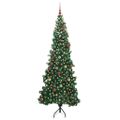 vidaXL Rohový umelý vianočný strom s 300 LED-i Zelená 210 cm PVC a kov