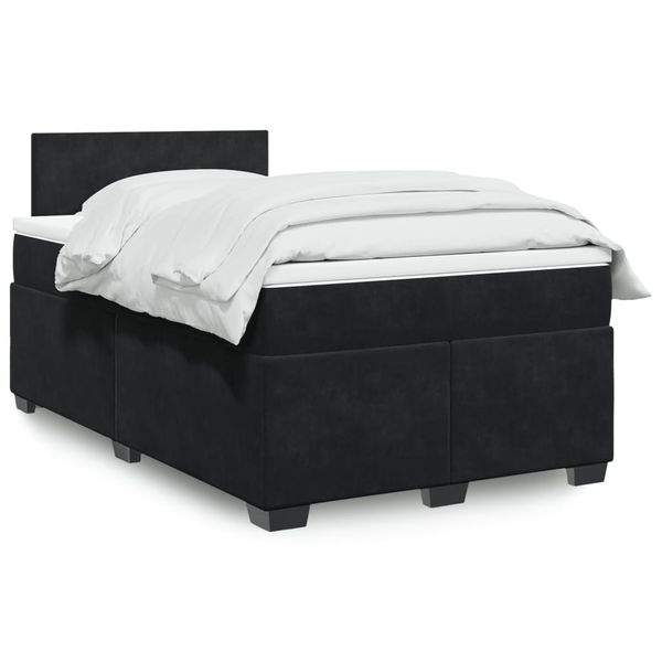 vidaXL Posteľný rám boxspring s matracom čierny 120x200 cm zamat