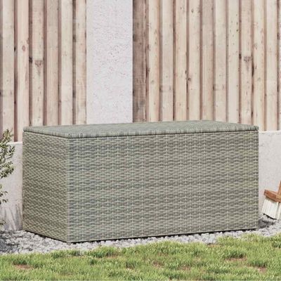 vidaXL Záhradný úložný box sivý 100x50x50 cm polyratanový