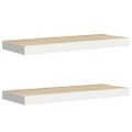 vidaXL Plávajúce nástenné police 2ks dubové a biele 60x23,5x3,8 cm MDF