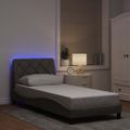 vidaXL Rám postele s LED podsvietením bez matraca, sivohnedá 80x200 cm, látka