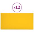 vidaXL Nástenné panely 12 ks žlté 30x15 cm zamat 0,54 m²