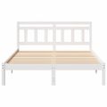 vidaXL Rám postele Biela 135 x 190 cm Masívne borovicové drevo