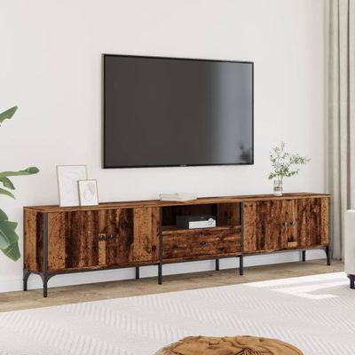 vidaXL TV skrinka so zásuvkou staré drevo 200x25x44cm kompozitné drevo