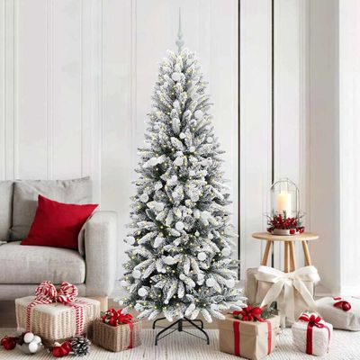 vidaXL Umelý vianočný stromček Biela 180 cm PVC a plast a oceľ a PE