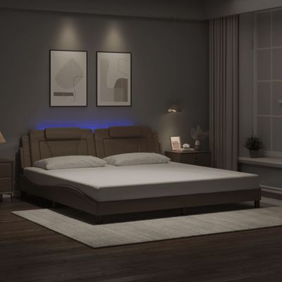 vidaXL Rám postele Viana s LED bez matraca kapučínový 200x200 cm