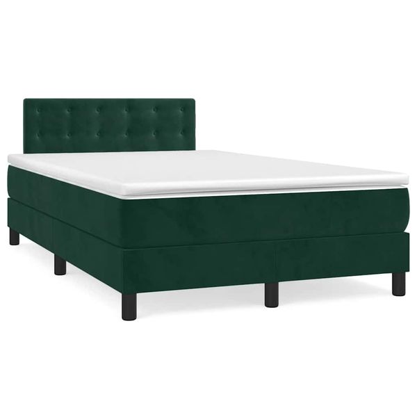 vidaXL Boxspring posteľ s matracom, tmavozelená 120x190cm, zamat