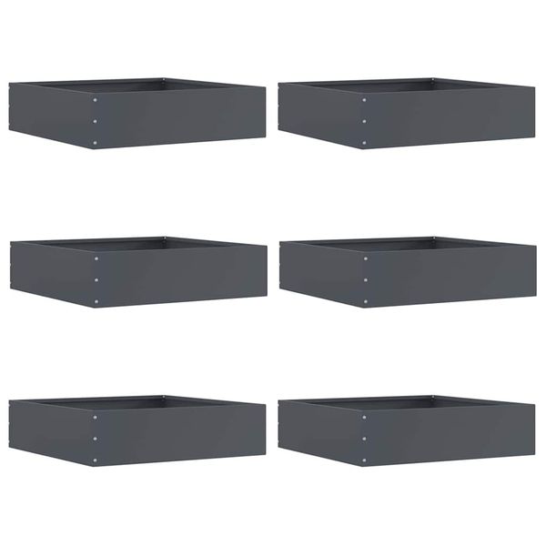 vidaXL Obrubník trávnika 6 pcs Antracit 50 x 50 x 13 cm Oceľ