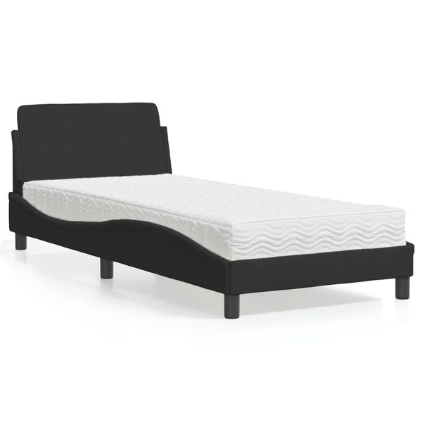 vidaXL Posteľ s matracom Dover čierny 90x190 cm zamat