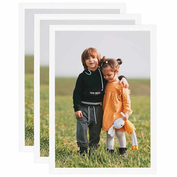 vidaXL Fotorámiky na stenu alebo stôl 3 ks biele 59,4x84 cm MDF