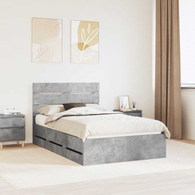 vidaXL Rám postele Betónová šedá 135 x 190 cm Inžinierske drevo