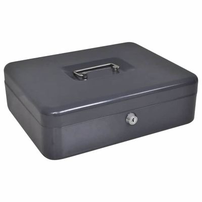 vidaXL Pokladnica so zámkom Tmavo šedá 30 x 24 x 9 cm Oceľ
