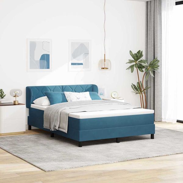 vidaXL Posteľ s pružinovým rámom Tmavo modrá 140 x 200 cm Zamat