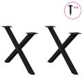 vidaXL Nohy konferenčného stolíka v tvare X, 2 ks, čierne, 70 x (42-43) cm, oceľové