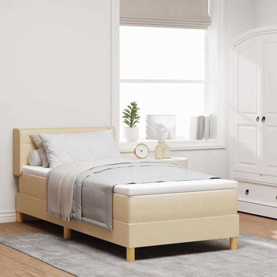 vidaXL Posteľ s pružinovým rámom s matracmi Krémová 200 x 80 cm látka