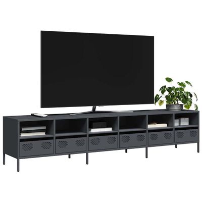 vidaXL TV skrinka antracit 202x39x43,5 cm oceľ valcovaná za studena