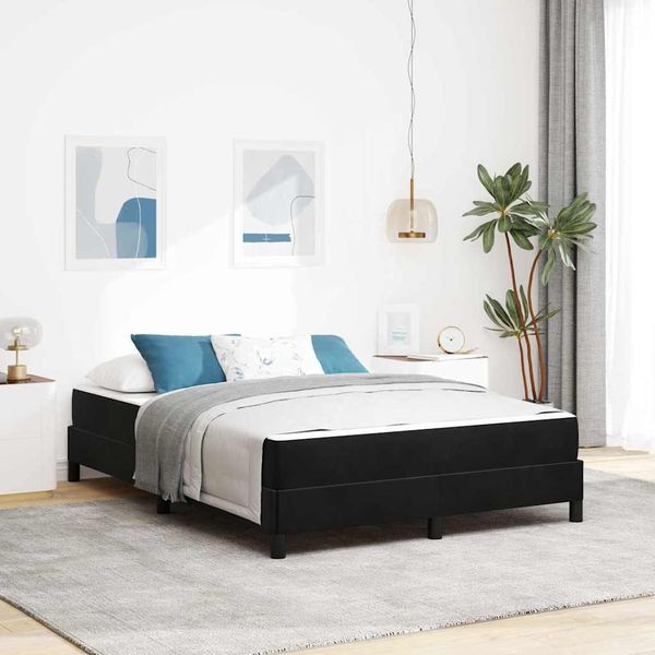 vidaXL Posteľ s pružinovým rámom s matracmi Čierna 160 x 220 cm látka