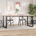 vidaXL Jedálenský stolík v tvare O 200x100x75,5 cm borovica a oceľ