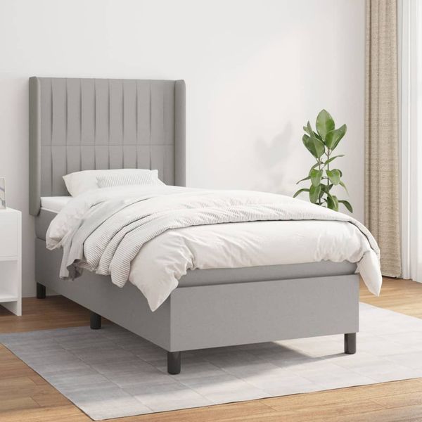 vidaXL Boxspring posteľ s matracom bledosivý 100x200 cm látka