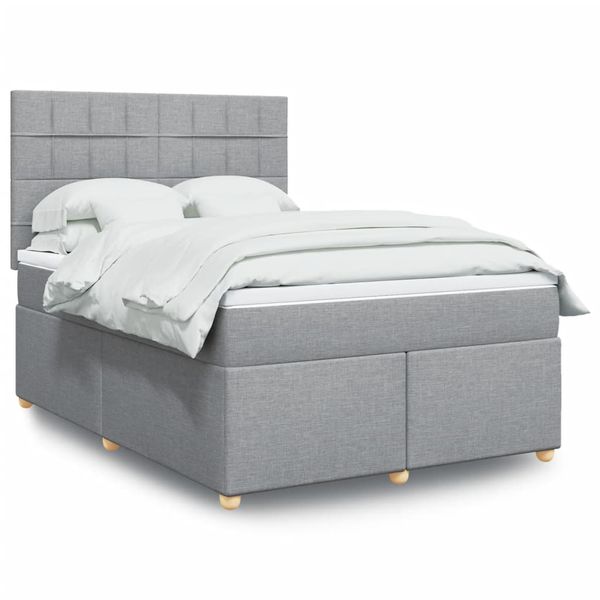 vidaXL Boxspring posteľ s matracom bledosivý 140x190 cm látka