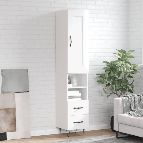 vidaXL Vysoká skrinka biela 34,5x34x180 cm spracované drevo