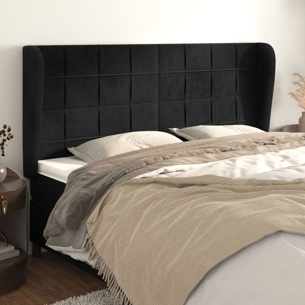vidaXL Čelo postele so záhybmi čierne 183x23x118/128 cm zamat