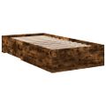 vidaXL Posteľný rám so zásuvkami dymový dub 75x190 cm kompozitné drevo