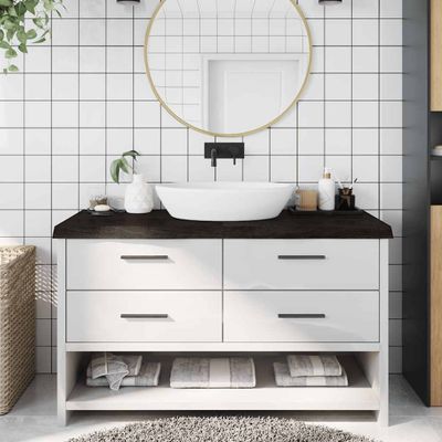 vidaXL Kúpeľňová doska tmavohnedá 140x60x(2-6) cm ošetrený masív