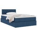 vidaXL Postel s úložným prostorem a matrací Modrá 120 x 190 cm Zamat
