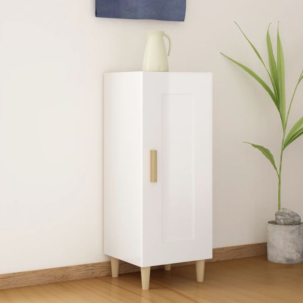 vidaXL Komoda lesklá biela 34,5x34x90 cm spracované drevo