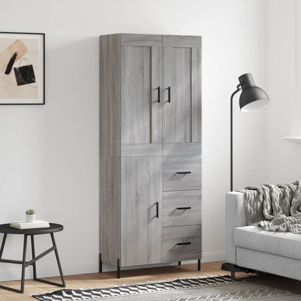 vidaXL Vysoká skrinka sivý dub sonoma 69,5x34x180 cm spracované drevo