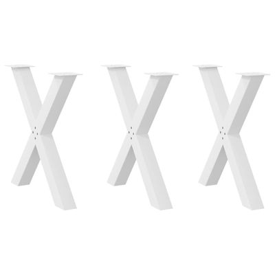 vidaXL Nohy k jedálenskému stolu v tvare X, 3 ks, biele, 80 x (72-73) cm, oceľové