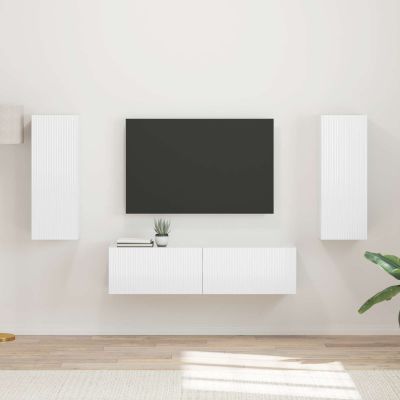 vidaXL Zostava TV skriniek 2 pcs Vysoký lesk bielej Kompozitné drevo