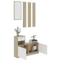 vidaXL Nábytok do chodby, biela+sonoma 100x25x76,5cm, kompozitné drevo