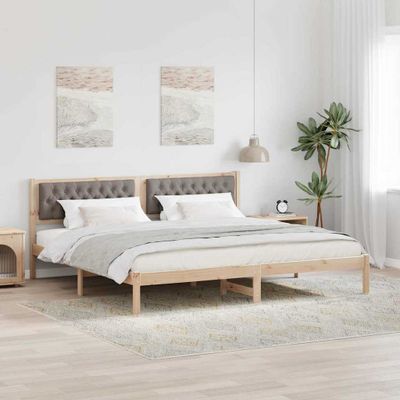vidaXL Rám postele Sivohnedá 200 x 200 cm Masívne borovicové drevo