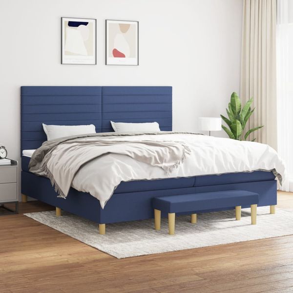 vidaXL Boxspring posteľ s matracom modrá 200x200 cm látka