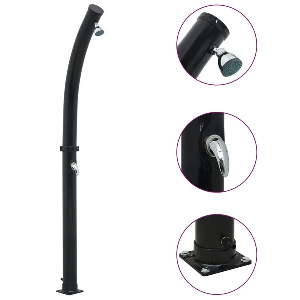 vidaXL Solárna sprcha čierna 214 cm 20 l
