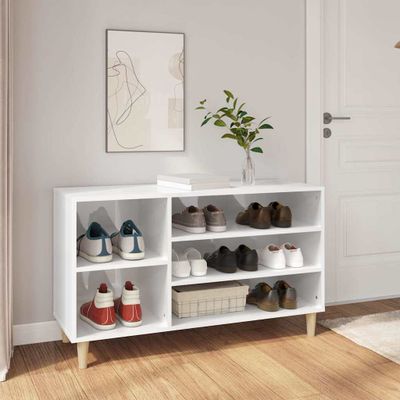 vidaXL Botník lesklý biely 102x36x60 cm spracované drevo