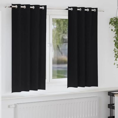 vidaXL Záclony na zatemnenie s krúžkami 2 pcs Čierna 175 x 140 cm