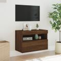 vidaXL TV nástenná skrinka s LED svetlami hnedý dub 60x30x40 cm