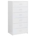 vidaXL Komoda so 6 zásuvkami, lesklá biela 50x34x96cm kompozitné drevo