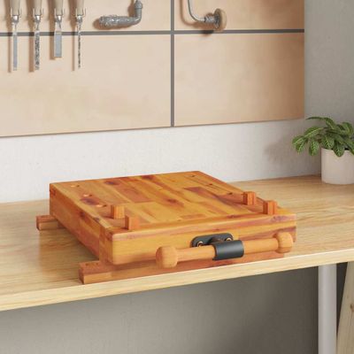 vidaXL Pracovný stôl so zverákom 52x44x9,5 cm akáciový masív