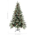 vidaXL Osvetlený vianočný stromček so šiškami, zelený 195 cm, PVC a PE